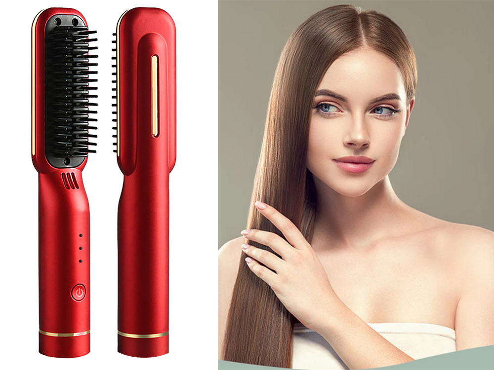 Plaukų tiesinimo šepetys 2in1 elektrinis belaidis