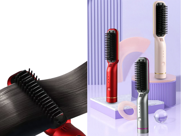Plaukų tiesinimo šepetys 2in1 elektrinis belaidis