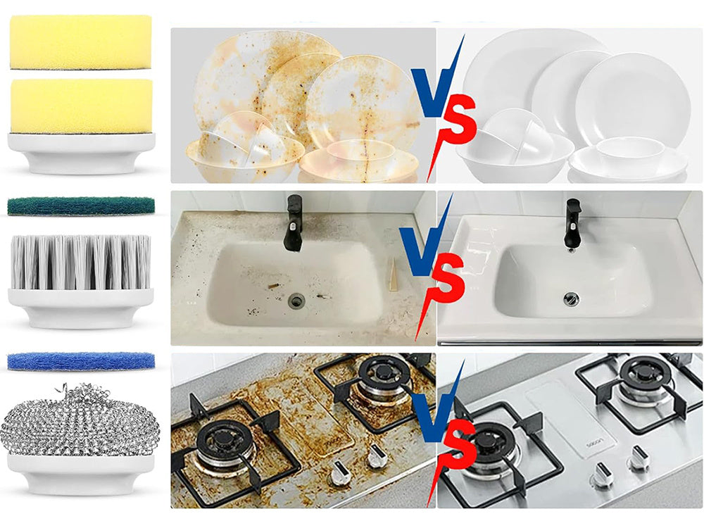 Akumuliatorinis elektrinis rotacinis šepetys virtuvės valymui 5in1