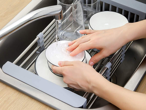 Kriauklės nusausinimo lenta teleskopinis daržovių vaisių krepšelis