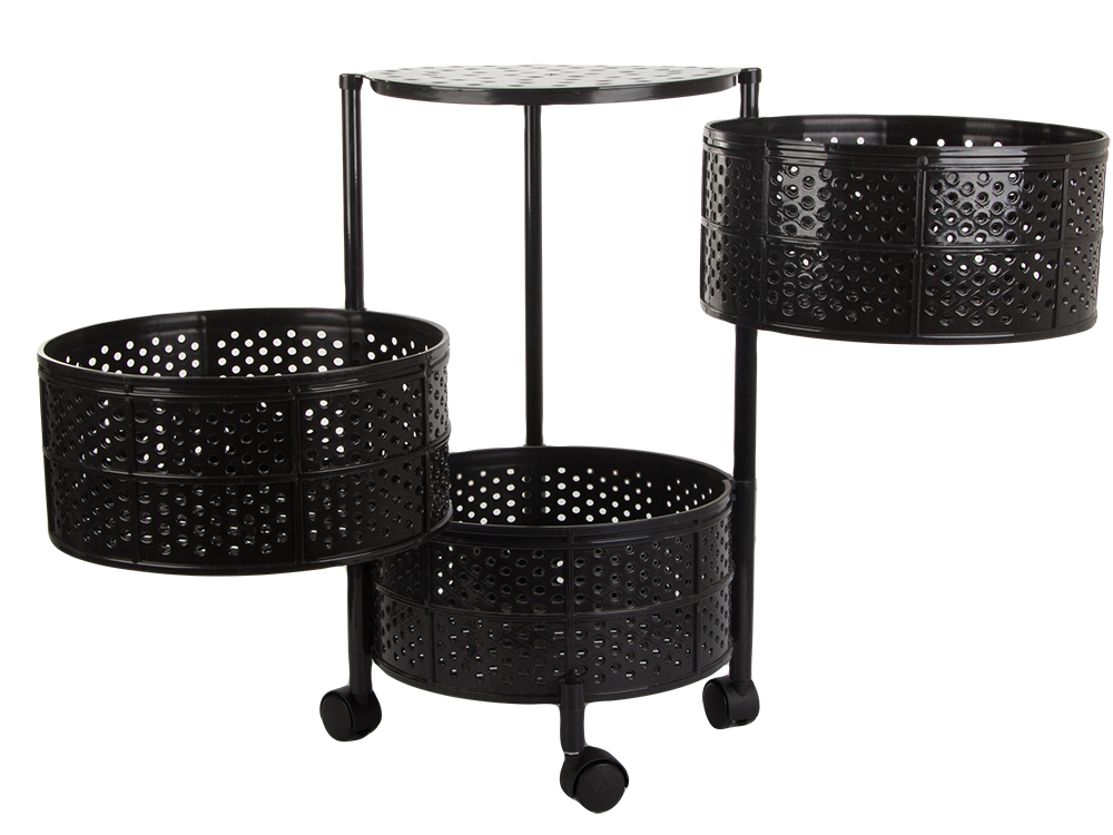 Virtuvės lentynos spinta ant ratukų mobilus vežimėlis stalas 3 pakopų krepšys