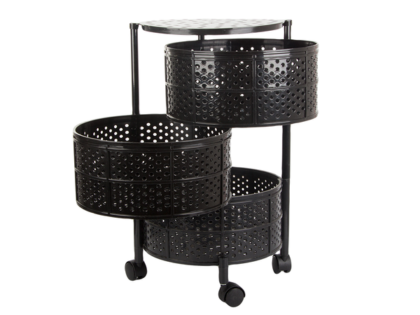 Virtuvės lentynos spinta ant ratukų mobilus vežimėlis stalas 3 pakopų krepšys