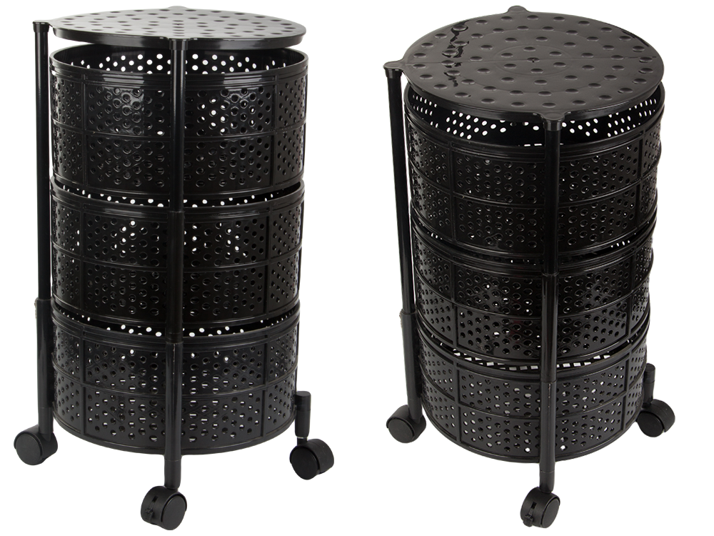 Virtuvės lentynos spinta ant ratukų mobilus vežimėlis stalas 3 pakopų krepšys