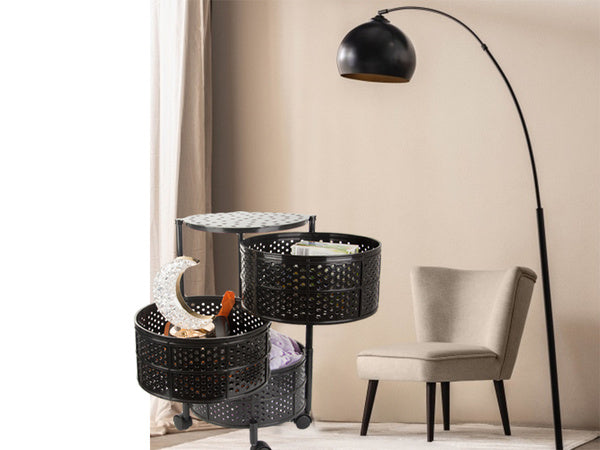 Virtuvės lentynos spinta ant ratukų mobilus vežimėlis stalas 3 pakopų krepšys