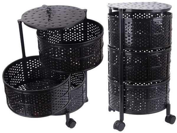 Virtuvės lentynos spinta ant ratukų mobilus vežimėlis stalas 3 pakopų krepšys