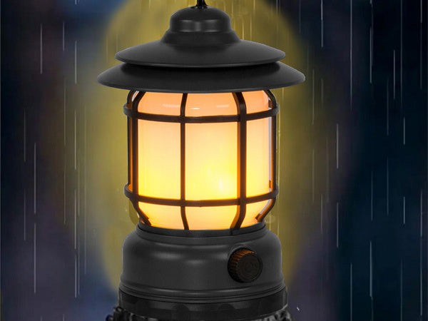 Kempingo kempingo lempa įkraunamas led usb turistinis kablys žibintuvėlis, Juoda, Szín, Fekete