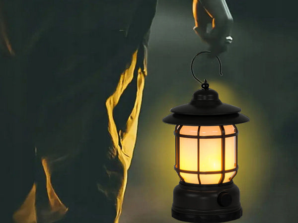 Kempingo kempingo lempa įkraunamas led usb turistinis kablys žibintuvėlis, Juoda, Szín, Fekete