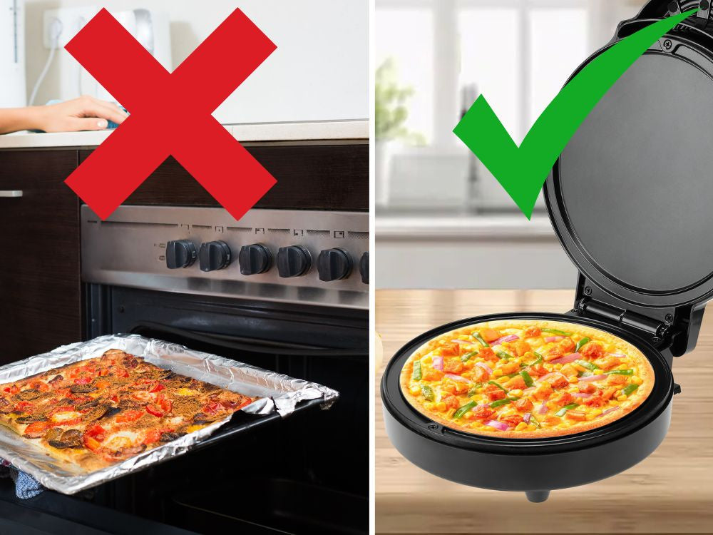 Elektrinė picų kepimo krosnelė 1000 w su nepridegančia danga, greitai kepanti