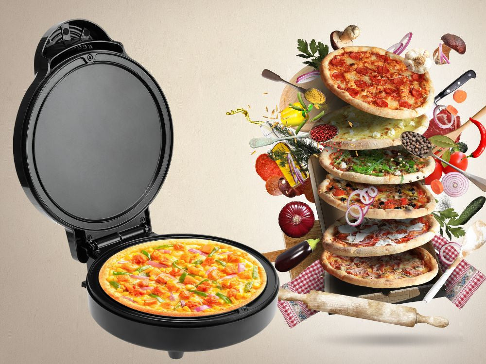 Elektrinė picų kepimo krosnelė 1000 w su nepridegančia danga, greitai kepanti