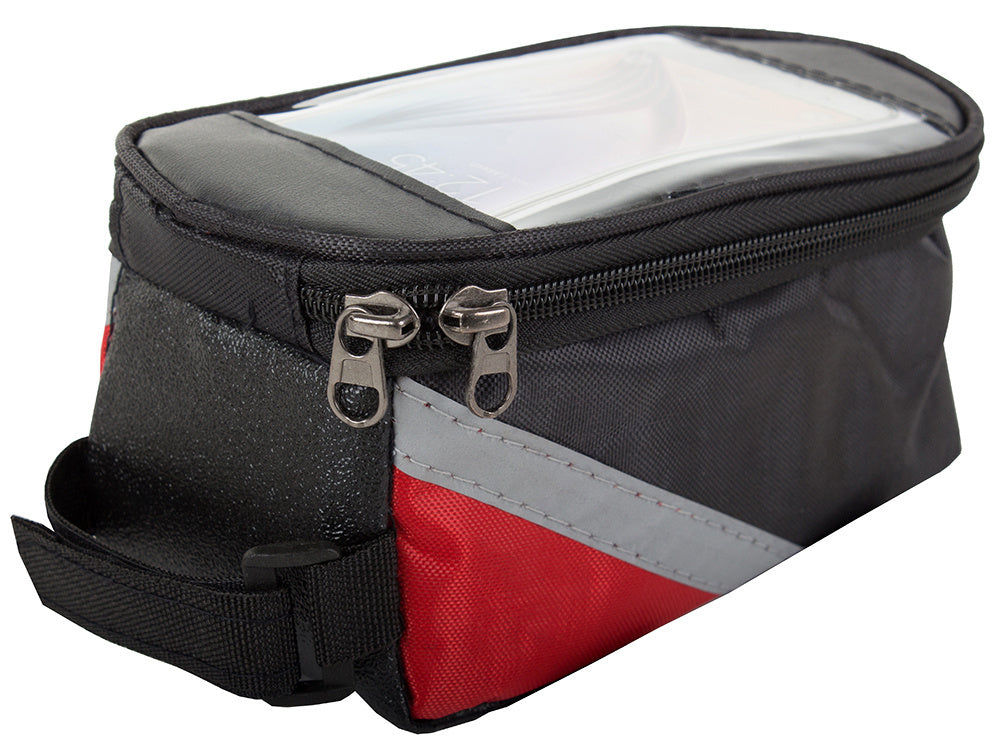 Vandeniui atsparus dviračių krepšys pannier telefono laikiklis dėklas dėklas, Juoda ir raudona, Szín, Fekete és piros