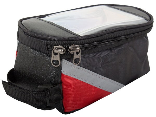 Vandeniui atsparus dviračių krepšys pannier telefono laikiklis dėklas dėklas, Juoda ir raudona, Szín, Fekete és piros