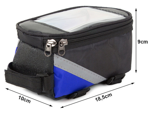 Vandeniui atsparus dviračių krepšys pannier telefono laikiklis dėklas dėklas, Juoda ir mėlyna, Szín, Fekete és kék