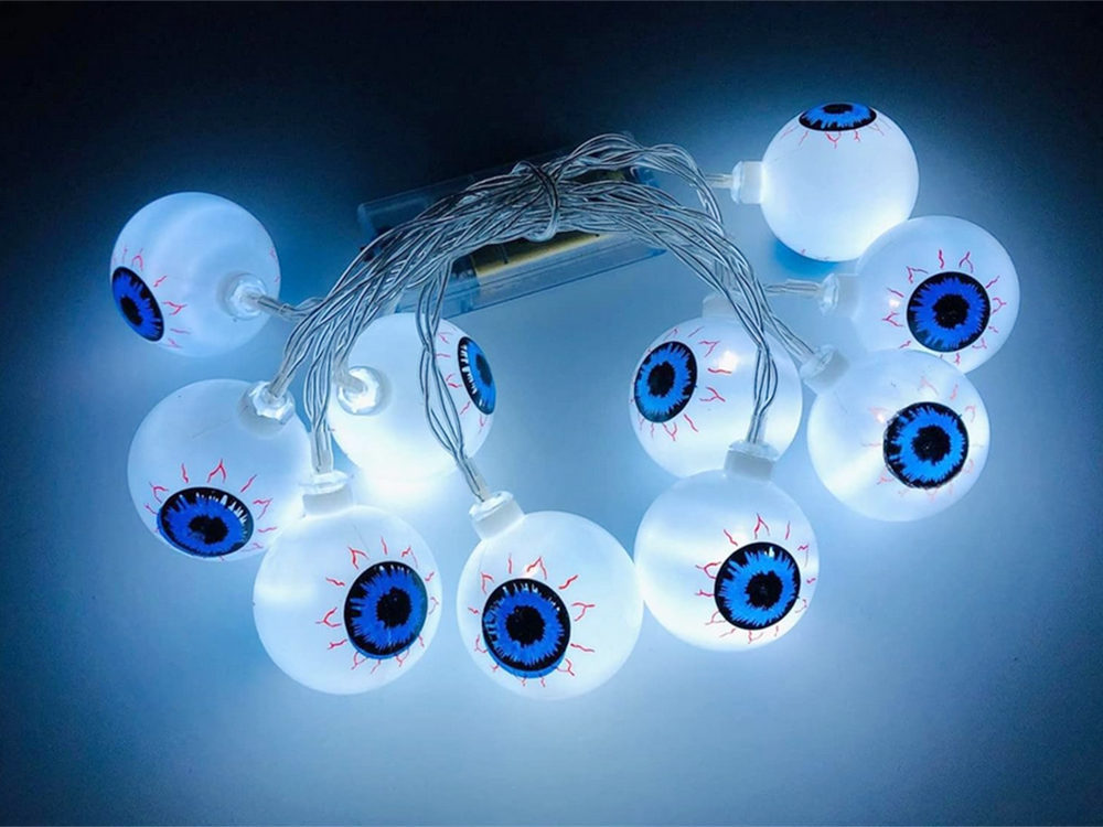Žibintai 10 vadovaujamų pakabintų akių helovinas 200cm šviečianti dekoracija akių dekoracija