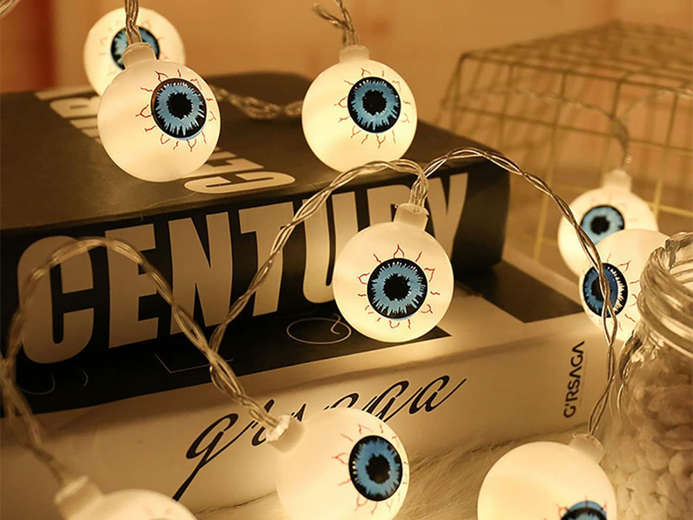 Žibintai 10 vadovaujamų pakabintų akių helovinas 200cm šviečianti dekoracija akių dekoracija