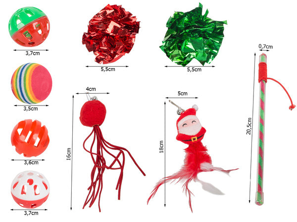 Kačių žaislų rinkinys kamuoliukas žaislas 9 el mišinys žaislas atostogų dovana