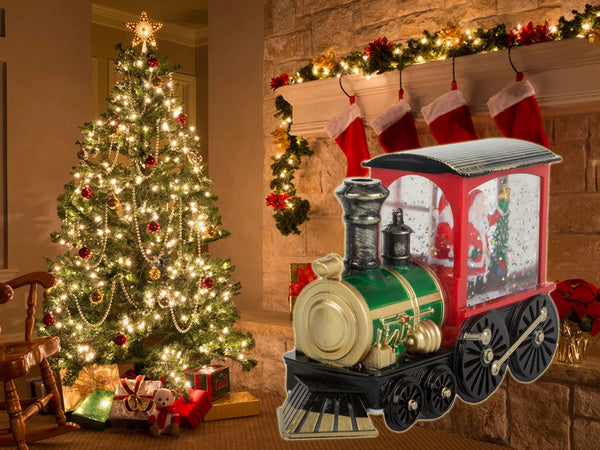 Kalėdinis žibintas žibintas dekoracijos vadovaujama dekoracija vitražas lokomotyvas