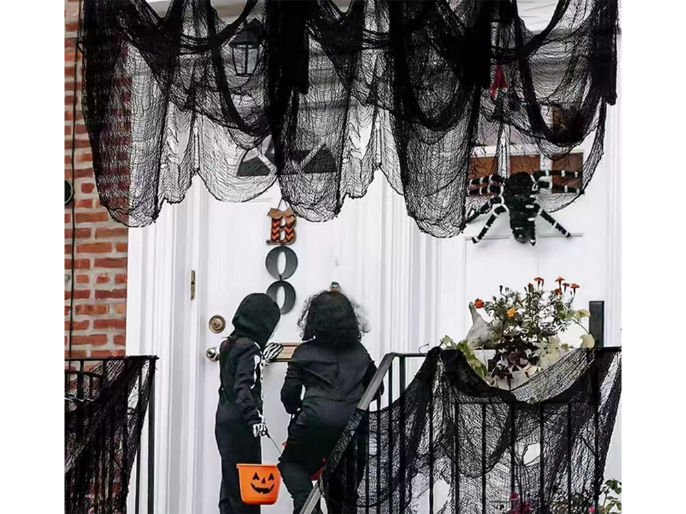 Dirbtinis didelis juodas voratinklis helovino dekoracijos 2 vnt.