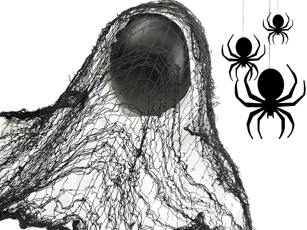 Dirbtinis didelis juodas voratinklis helovino dekoracijos 2 vnt.