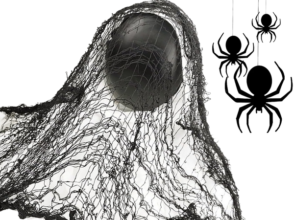 Dirbtinis didelis juodas voratinklis helovino dekoracijos 2 vnt.