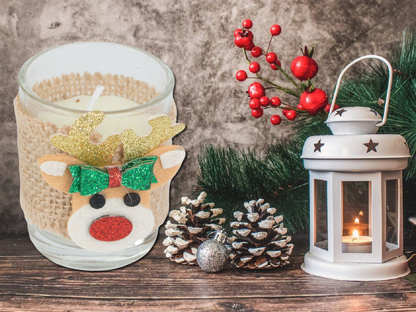 Kvapiosios žvakės stiklinėse žvakėse šiaurės elnių kalėdinis rinkinys 2 vnt.