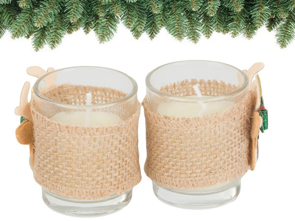 Kvapiosios žvakės stiklinėse žvakėse šiaurės elnių kalėdinis rinkinys 2 vnt.