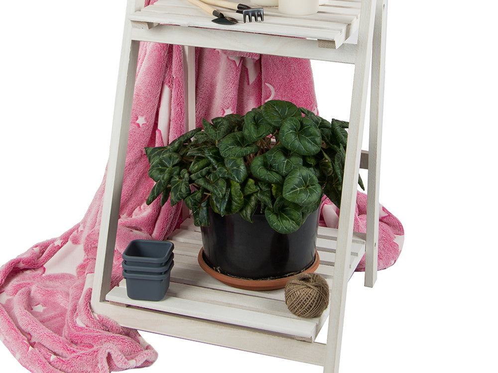 Medinės nuolatinės gėlių lysvės kopėčios trys lentynos augalų lentyna, Baltas, Szín, Fehér