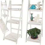 Medinės nuolatinės gėlių lysvės kopėčios trys lentynos augalų lentyna, Baltas, Szín, Fehér