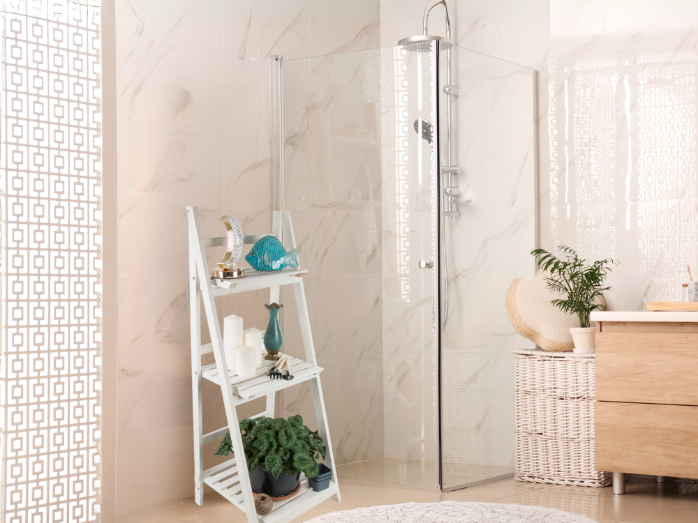 Medinės nuolatinės gėlių lysvės kopėčios trys lentynos augalų lentyna, Baltas, Szín, Fehér