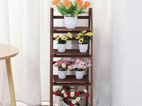 Gėlynas aukštas medinis vazonas 4 pakopų knygų spinta, Ruda, Szín, Barna