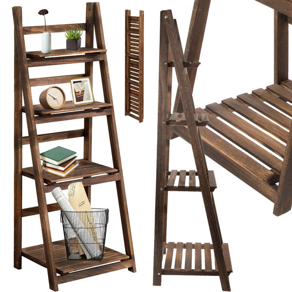 Gėlynas aukštas medinis vazonas 4 pakopų knygų spinta, Ruda, Szín, Barna