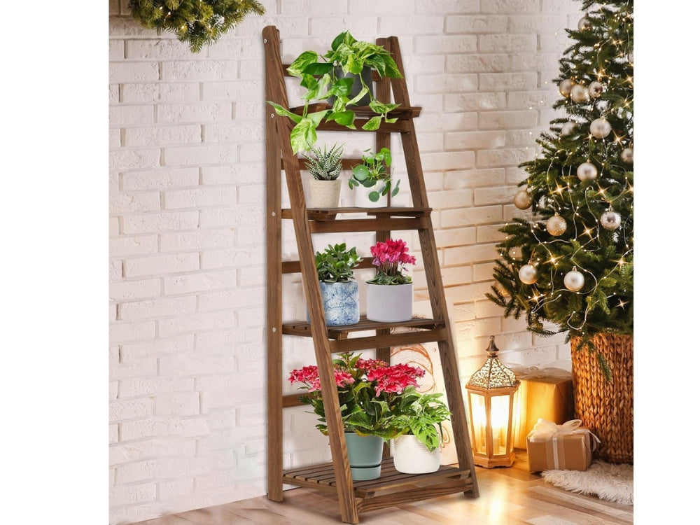 Gėlynas aukštas medinis vazonas 4 pakopų knygų spinta, Ruda, Szín, Barna