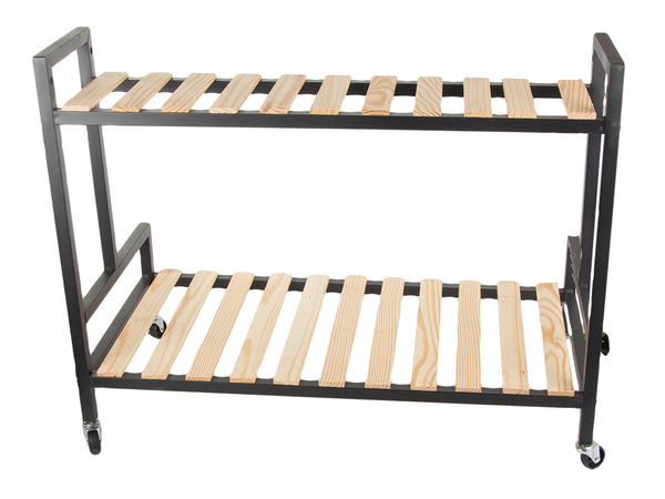 Medinis gėlynas vazoninėms gėlėms dviejų aukštų lentyna ant ratų terasa, Juoda, Szín, Fekete