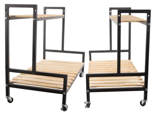 Medinis gėlynas vazoninėms gėlėms dviejų aukštų lentyna ant ratų terasa, Juoda, Szín, Fekete