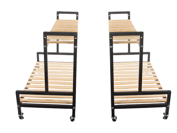 Medinis gėlynas vazoninėms gėlėms dviejų aukštų lentyna ant ratų terasa, Juoda, Szín, Fekete