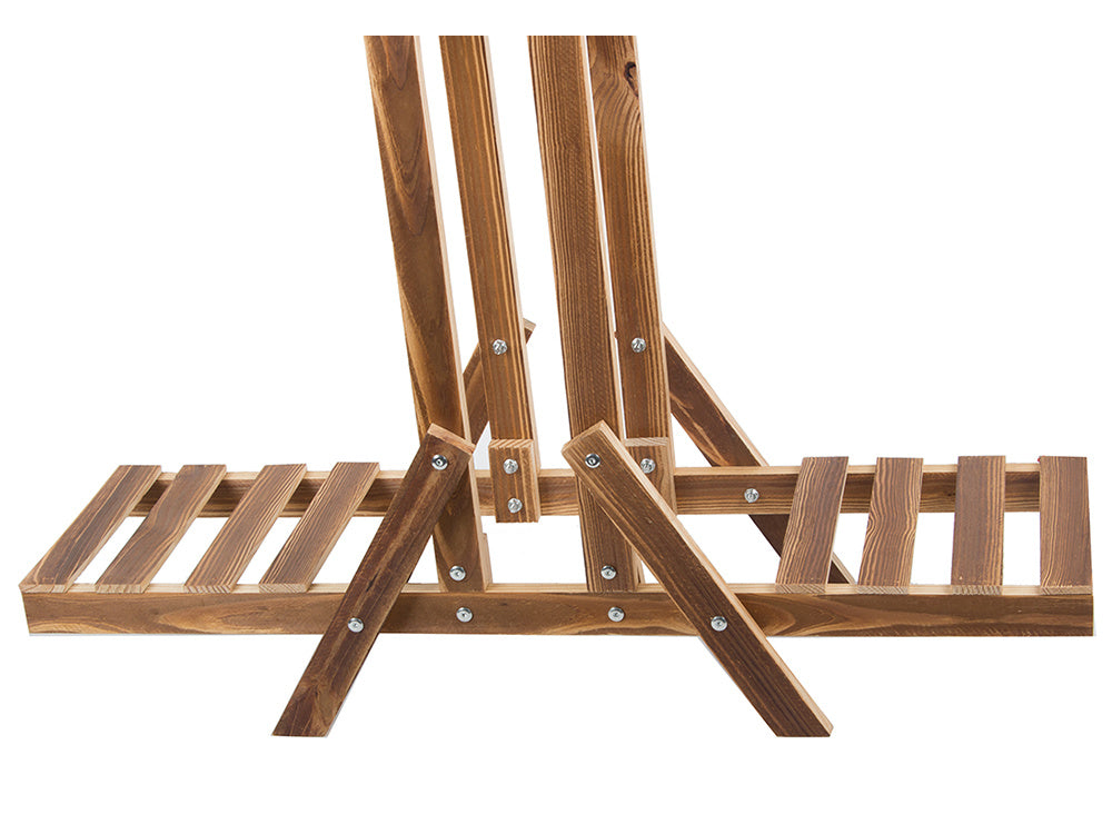 Trijų pakopų gėlių vazonų stovas mediniai gėlių vazonai