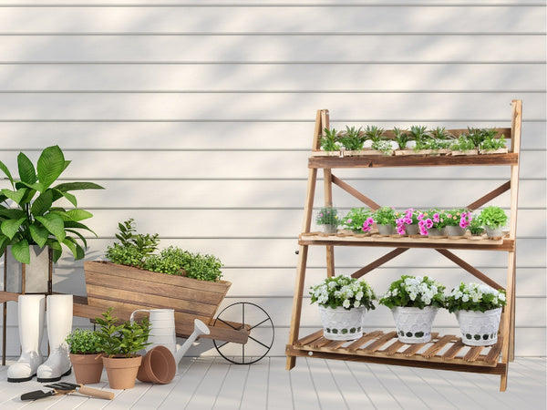 Gėlių vazonas aukštas medinis gėlių lovelis 3 pakopų knygų spinta