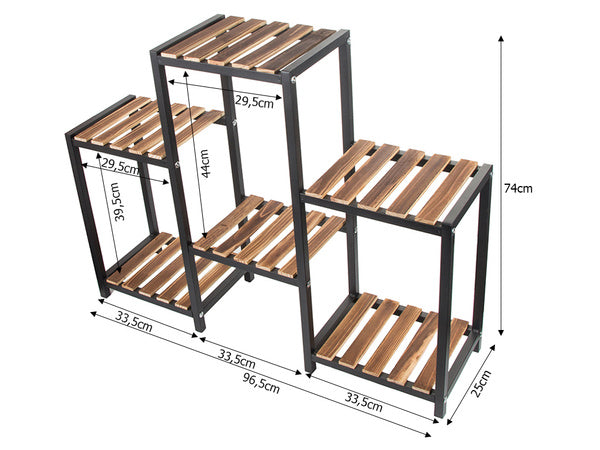 Gėlių vazonas aukštas medinis gėlių lovelis 3 pakopų knygų spinta