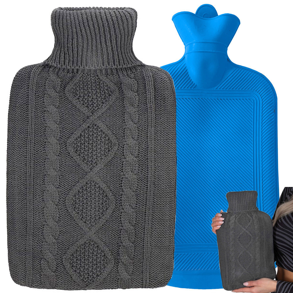 Guminis termoforas su megztu dėklu (2L, modelis 2)