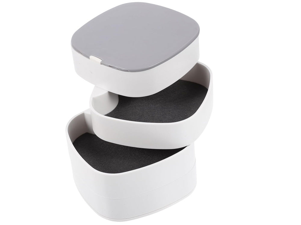 Skrynelė kosmetikos organizatorius papuošalų dėklas su veidrodžiu 4 pakopos