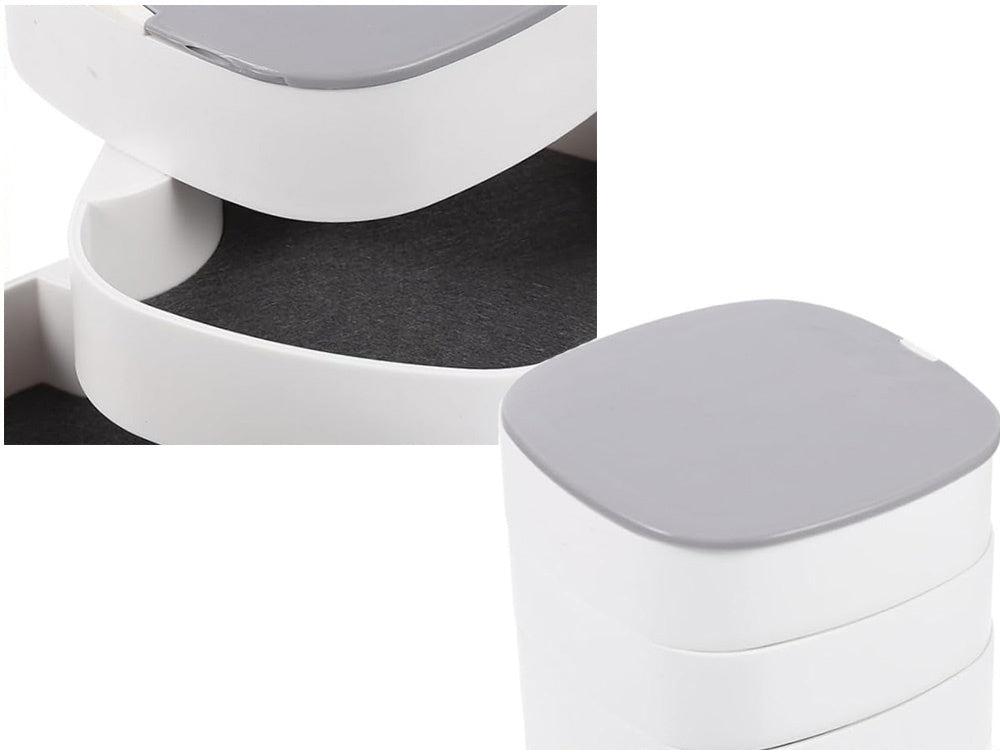 Skrynelė kosmetikos organizatorius papuošalų dėklas su veidrodžiu 4 pakopos