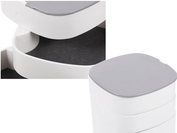 Skrynelė kosmetikos organizatorius papuošalų dėklas su veidrodžiu 4 pakopos