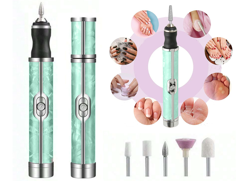 Nagų frezavimo mašina manikiūro pedikiūro frezų rinkinys usb įkraunama baterija, Žalia, Szín, Zöld