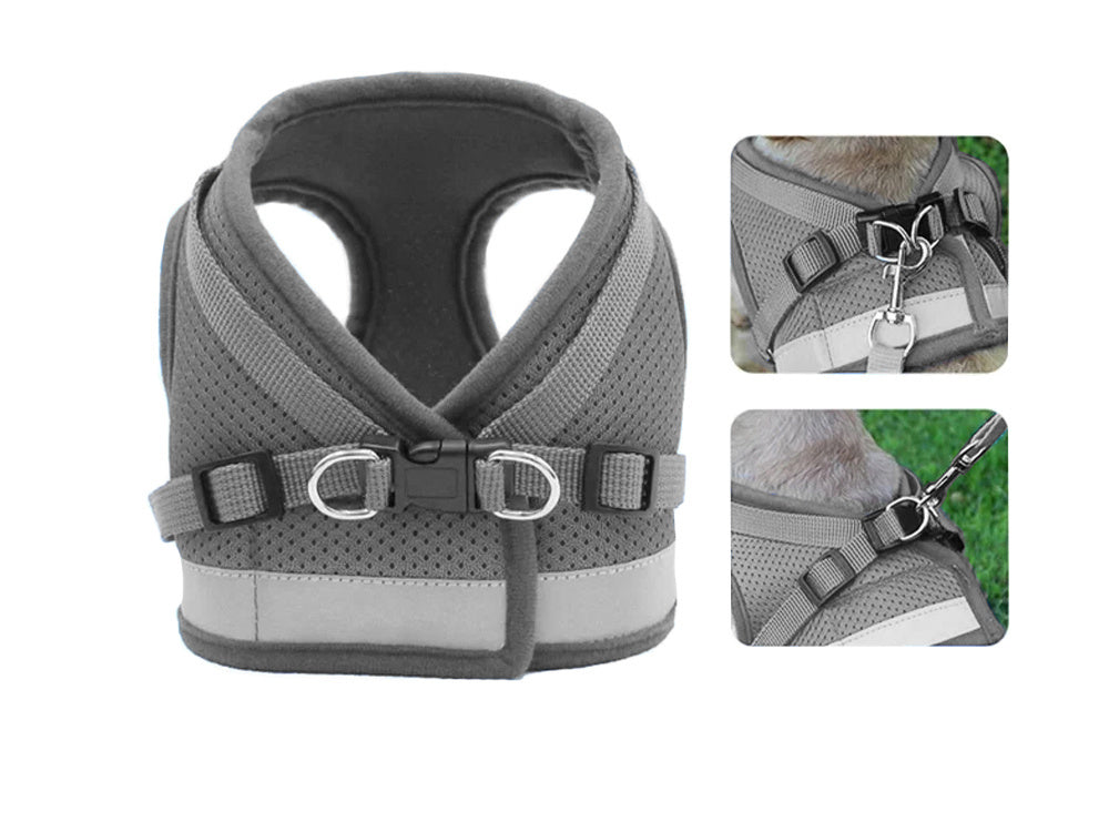 Minkštas minkštas stiprus atšvaitas xs bespaudžiantys vaikščiojimo diržai šunims katėms triušiams minkštas stiprus atšvaitas xs, Pilka, Szín, Szürke