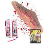 Netikra perpjauta gerklės žaizda su 10 ml netikro kraujo helovino aksesuaras
