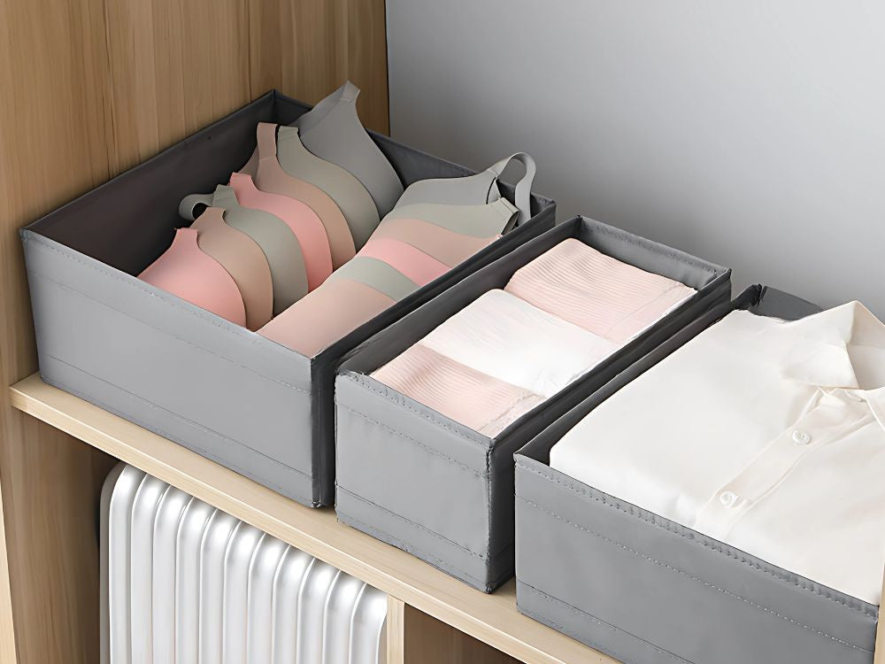 Tekstilinis organizatorius lininių drabužių batų stalčius pilkos spalvos, Pilka, Szín, Szürke