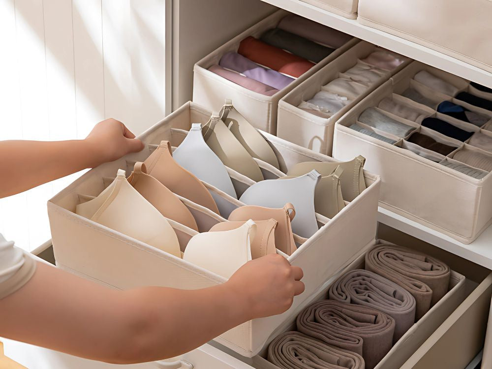 Liemenėlės organizatorius 6 skyriai spintos stalčiui baltas, Baltas, Szín, Fehér