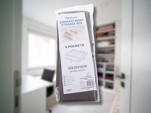 Liemenėlės organizatorius 6 skyriai spintos stalčiui pilka, Pilka, Szín, Szürke