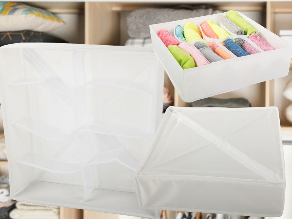 Apatinių drabužių organizatorius spintos stalčiui 8 skyriai, Baltas, Szín, Fehér