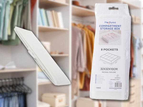 Apatinių drabužių organizatorius spintos stalčiui 8 skyriai, Baltas, Szín, Fehér