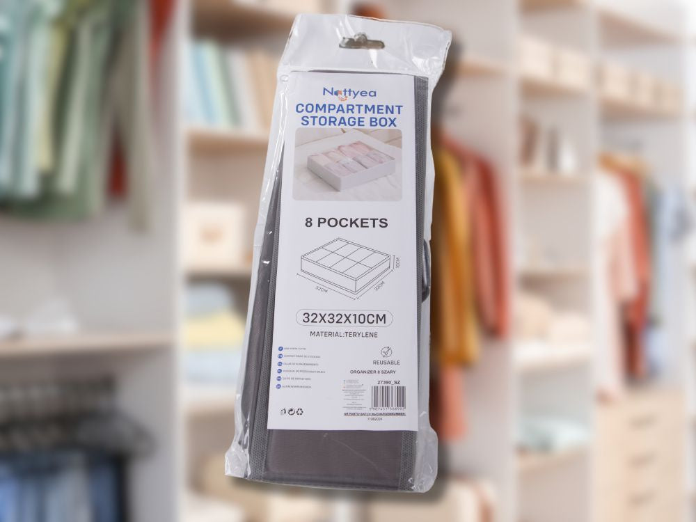 Skalbinių organizatorius spintos stalčiui 8 skyriai, Pilka, Szín, Szürke